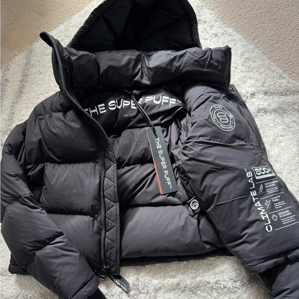 Aritzia Black shorty Super Puff Jacket,